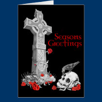 Celtic Cross and Raven Christmas Card cards