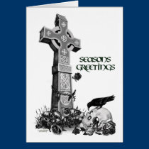 Celtic Cross and Raven Christmas Card cards