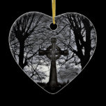 Celtic cross and trees heart Christmas ornament