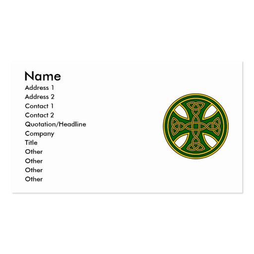 Celtic Cross Double Weave Green Business Cards