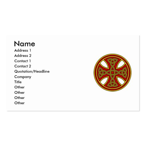 Celtic Cross Double Weave Red Business Card Templates (front side)