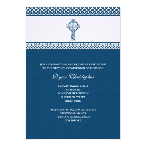 Celtic Cross First Holy Communion Invitation (front side)