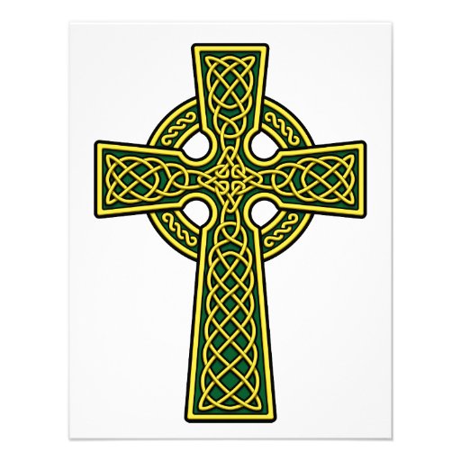 Celtic Cross gold and green Custom Announcements