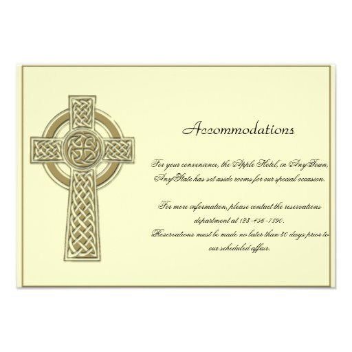 Celtic Cross in Gold Mythic Ivory Wedding Insert Personalized Invite