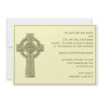 Celtic Cross in Harvest Gold and Mythic Ivory Personalized Invites