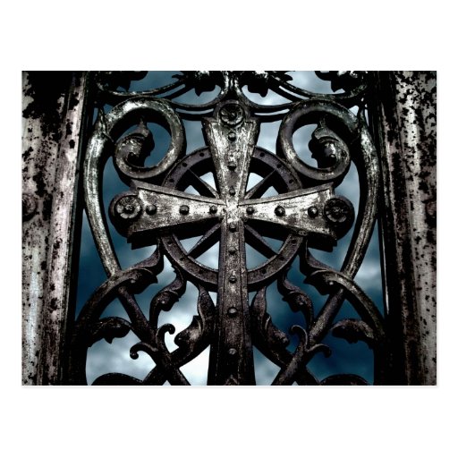 Celtic cross in heart Cemetery crypt door Postcards