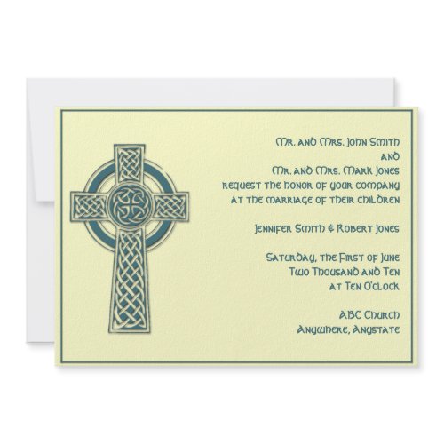 Celtic Cross in Teal and Mythic Ivory invitation