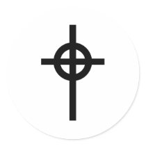 Celtic cross round sticker