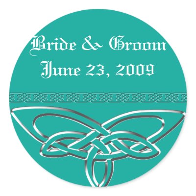 Celtic Cross Wedding Set Round Stickers by pentagramstar