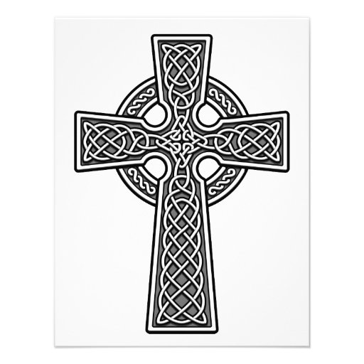 Celtic Cross white and grey Personalized Invites