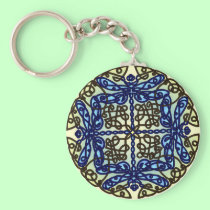 Celtic Dragonflies Blue keychains