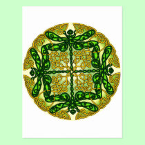 Celtic Dragonflies Green postcards