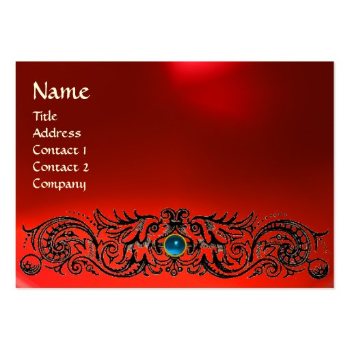 CELTIC DRAGONS MONOGRAM RUBY red blue sapphire Business Cards (front side)