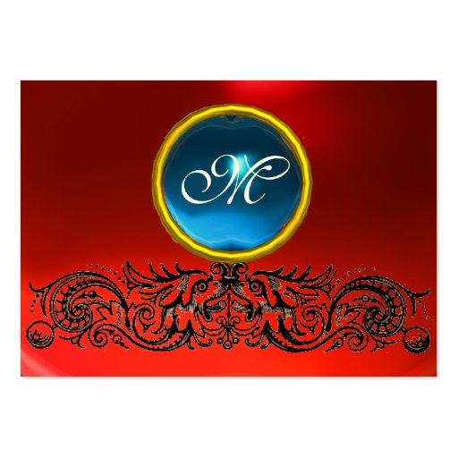 CELTIC DRAGONS MONOGRAM RUBY red blue sapphire Business Cards (back side)