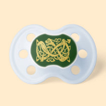 Celtic Gold Snake on Dark Green Baby Boy Pacifier