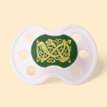 Celtic Gold Snake on Dark Green Baby Girl Pacifier