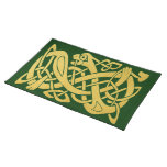 Celtic Gold Snake on Dark Green Placemat at Zazzle