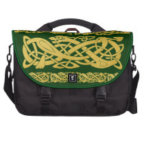 Celtic Gold Snakes on Dark Green Laptop Bag at Zazzle