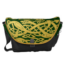 Celtic Gold Snakes on Dark Green Large Messenger Courier Bag at  Zazzle