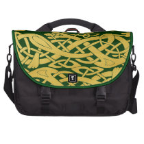 Celtic Gold Snakes on Dark Green (Large Snakes) Laptop Commuter  Bag at Zazzle