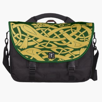 Celtic Gold Snakes on Dark Green Laptop Commuter Bag