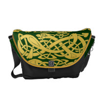 Celtic Gold Snakes on Dark Green Medium Messenger Messenger Bags  at Zazzle