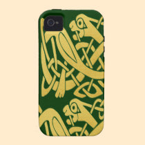 Celtic Golden Snake on Dark Green iPhone 4/4S Cases