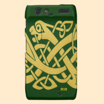 Celtic Golden Snake on Dark Green Droid RAZR Motorola Droid RAZR Cases