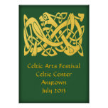 Celtic Golden Snake on Dark Green Event Personalized Invite at Zazzle