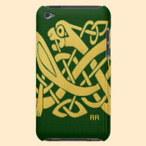 Celtic Golden Snake on Dark Green iPod Touch Case