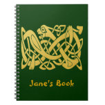 Celtic Golden Snake on Dark Green Journal Note Book at Zazzle