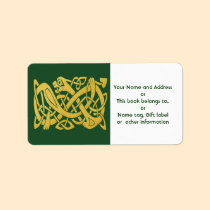 Celtic Golden Snake on Dark Green labels