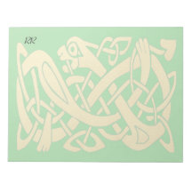 Celtic Golden Snake on Dark Green Notepad Large