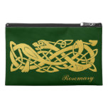 Celtic Golden Snake on Dark Green Travel Bag Travel Accessory Bags at Zazzle