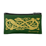 Celtic Golden Snake on Green Cosmetic Bag Small at Zazzle