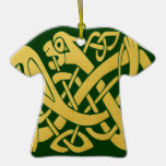 Celtic Golden Snake on Green T Shirt Ornament