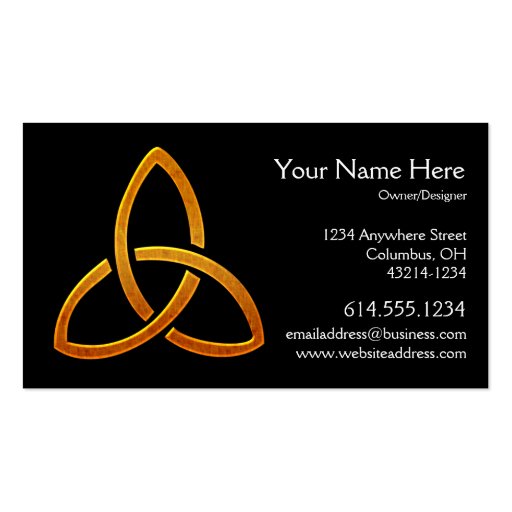 Celtic Golden Trinity Symbol Business Card (front side)