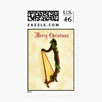 Celtic Harp Christmas Stamp