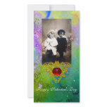 CELTIC HEART IN VIOLET,GREEN ,YELLOW GOLD SPARKLES photo cards