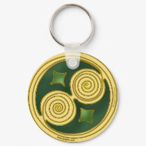 Celtic Keychain, Double Spiral Design Green