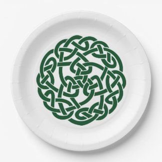 Celtic Knot 2 round green 9 Inch Paper Plate