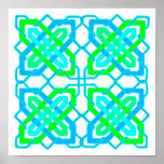 Celtic Knot 3 Blue Green Posters
