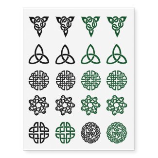 Celtic Knot assortment green and black tattoos Temporary Tattoos
