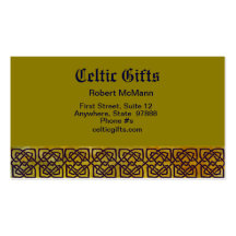 Celtic Knot Border on Leafy Yellow Business Card Template