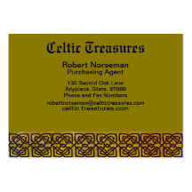 Celtic Knot Border on Leafy Yellow Business Card Templates
