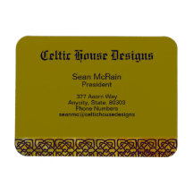 Celtic Knot Border on Leafy Yellow Rectangle Magnet