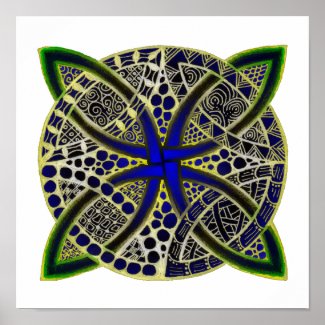 Celtic Knot Doodle Green Blue zazzle_print