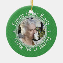 Celtic Knot Green Irish Memorial Photo Christmas Ornaments