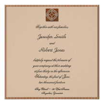 Celtic Knot in Cream and Rust Wedding Invitation