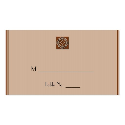 Celtic Knot in Cream and Rust Wedding Place Cards Business Card Templates (front side)